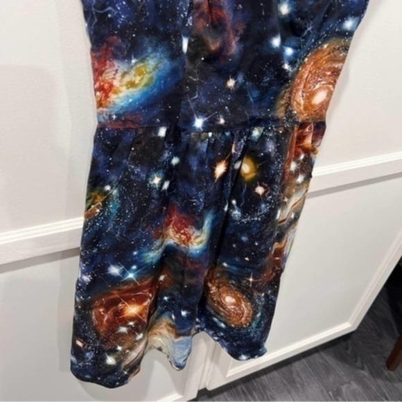 ModCloth Galaxy Space Universe Solar System Fit Flare Dress Pockets Retro Size S - Picture 11 of 14
